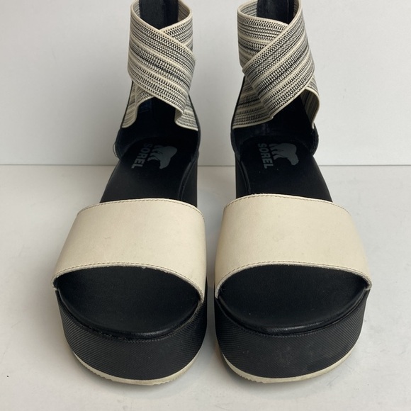 SOREL CAMERON FLATFORM ANKLE STRAP WEDGE SANDAL Size 7 Coastal Vacation Beach - Picture 9 of 15